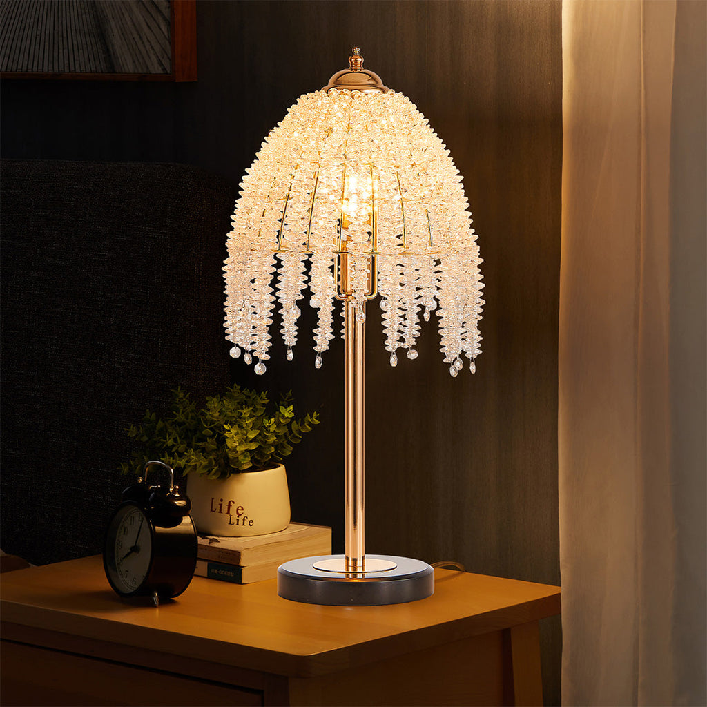 Gold Crystal Bedside Table Lamp - Luxury European Design for Elegant Homes