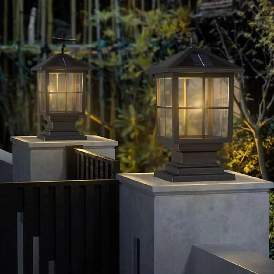 Stone Light Pillar Waterproof LED Outdoor Light - Traditional Black Design