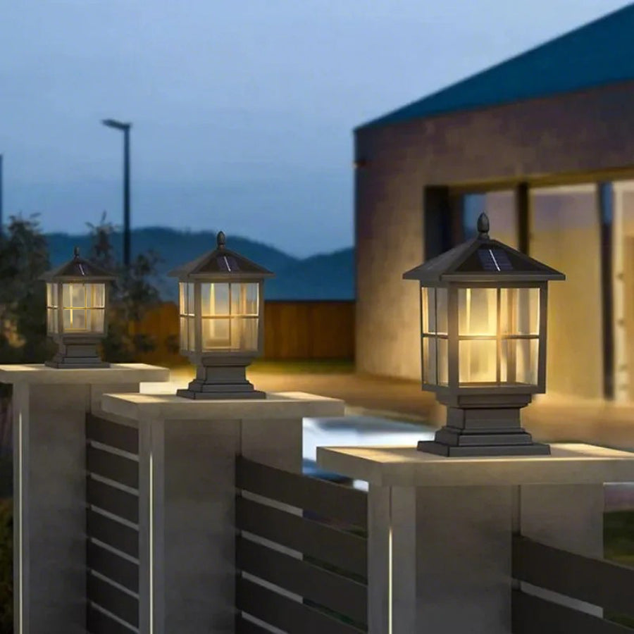 Stone Light Pillar Waterproof LED Outdoor Light - Traditional Black Design