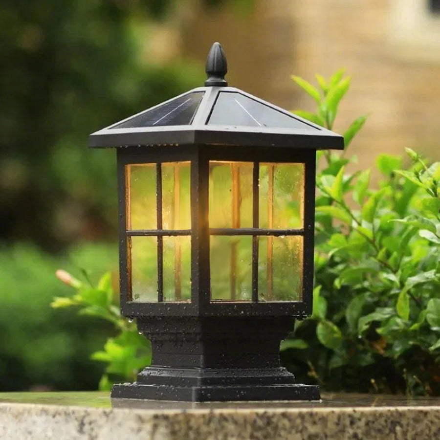 Stone Light Pillar Waterproof LED Outdoor Light - Traditional Black Design