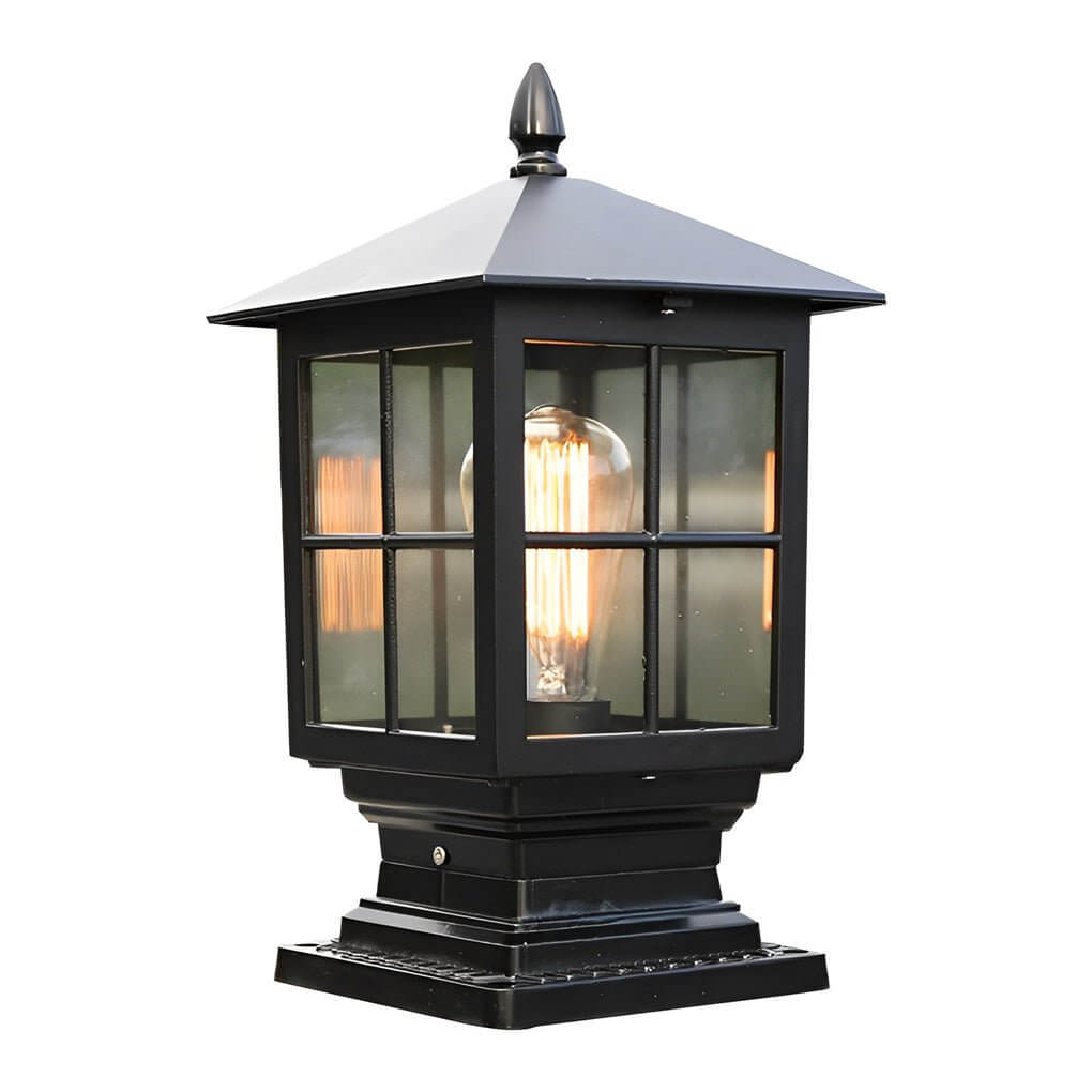 Stone Light Pillar Waterproof LED Outdoor Light - Traditional Black Design