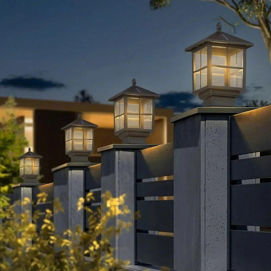 Stone Light Pillar Waterproof LED Outdoor Light - Traditional Black Design