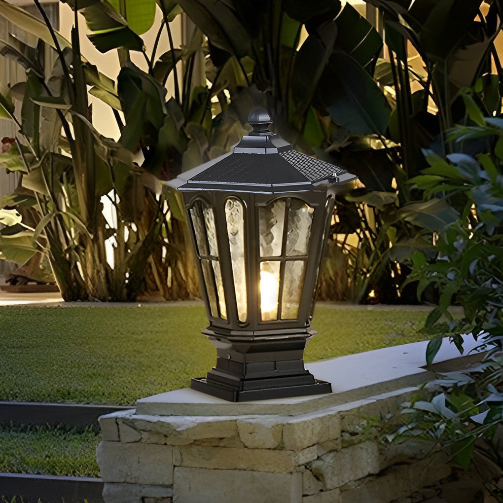 Stone Pillar LED Pavilion Light Fixture - Retro Outdoor Lighting