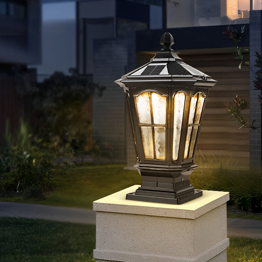 Stone Pillar LED Pavilion Light Fixture - Retro Outdoor Lighting