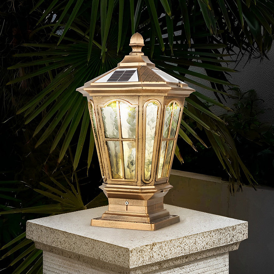 Stone Pillar LED Pavilion Light Fixture - Retro Outdoor Lighting