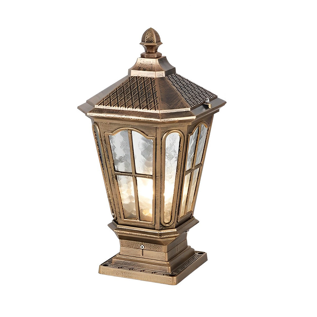 Stone Pillar LED Pavilion Light Fixture - Retro Outdoor Lighting