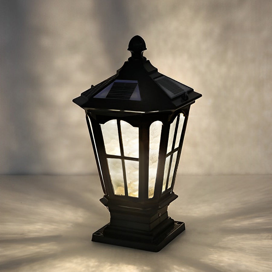Stone Pillar LED Pavilion Light Fixture - Retro Outdoor Lighting