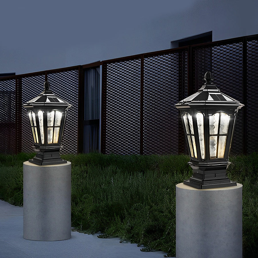 Stone Pillar LED Pavilion Light Fixture - Retro Outdoor Lighting