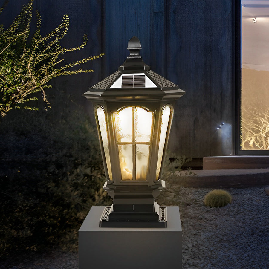 Stone Pillar LED Pavilion Light Fixture - Retro Outdoor Lighting