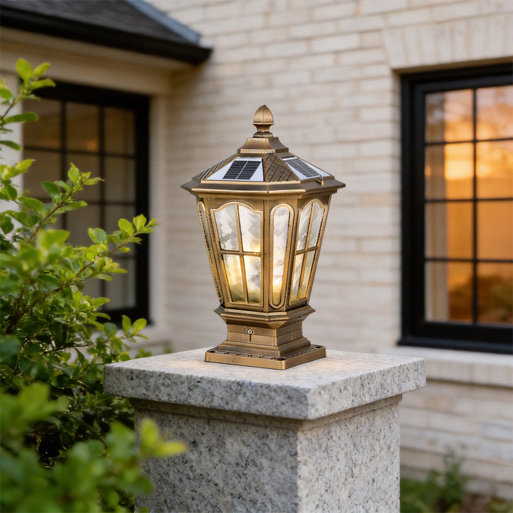 Stone Pillar LED Pavilion Light Fixture - Retro Outdoor Lighting
