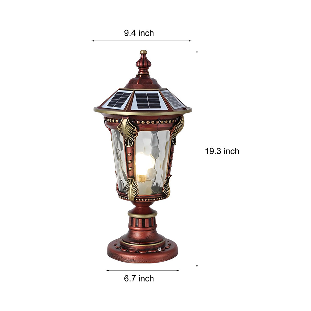 Stone Pillar Lights Solar Waterproof Aluminum Post Cap Lamp
