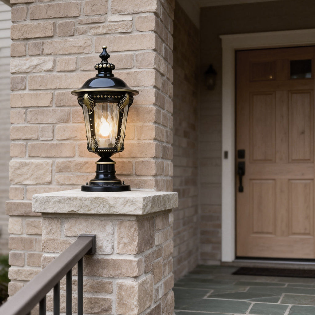 Stone Pillar Lights Solar Waterproof Aluminum Post Cap Lamp