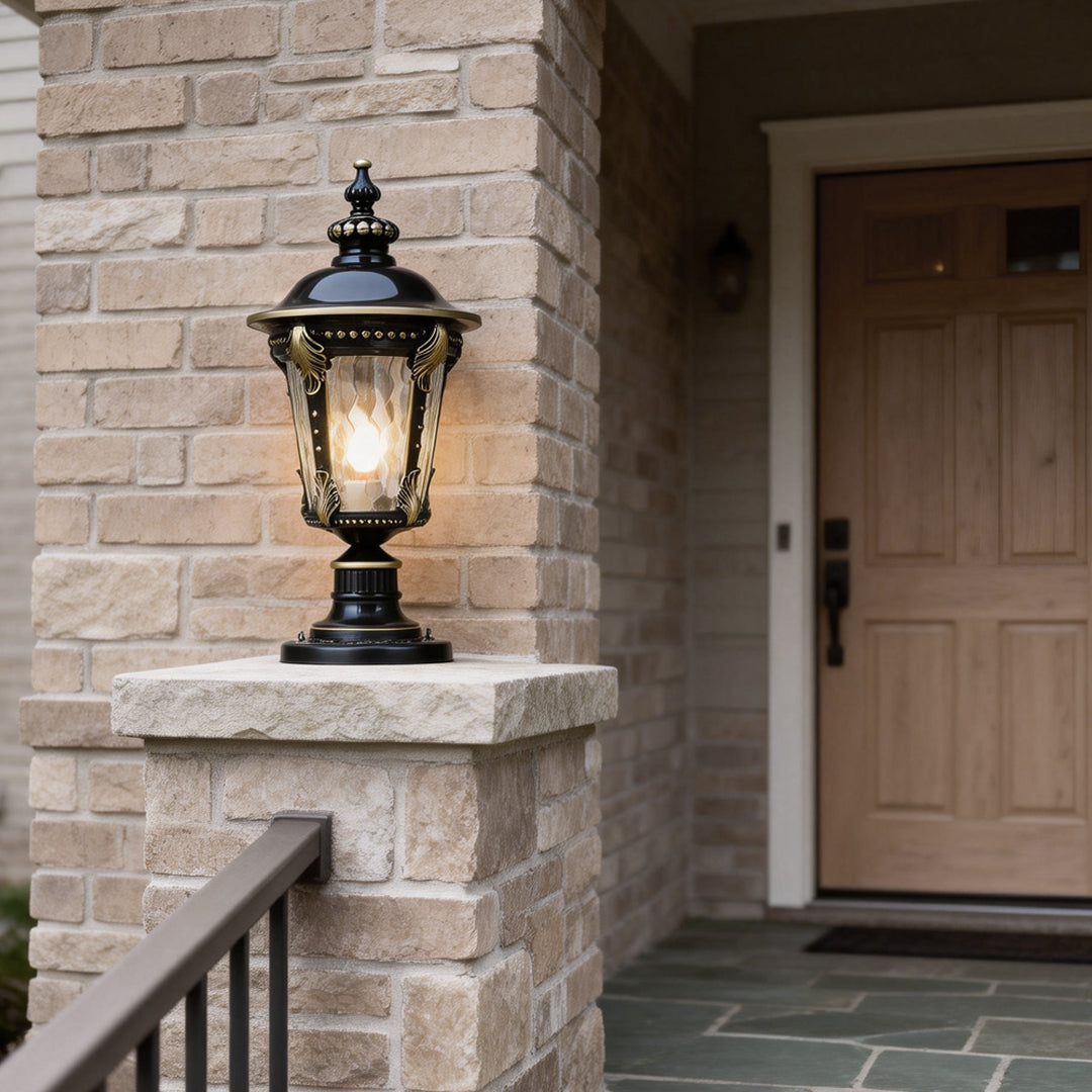 Stone Pillar Lights Solar Waterproof Aluminum Post Cap Lamp