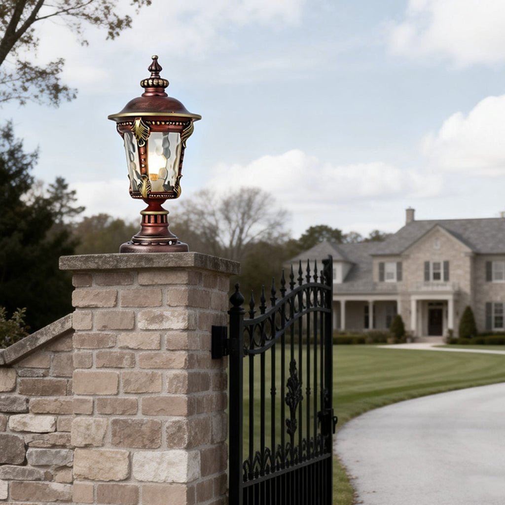 Stone Pillar Lights Solar Waterproof Aluminum Post Cap Lamp
