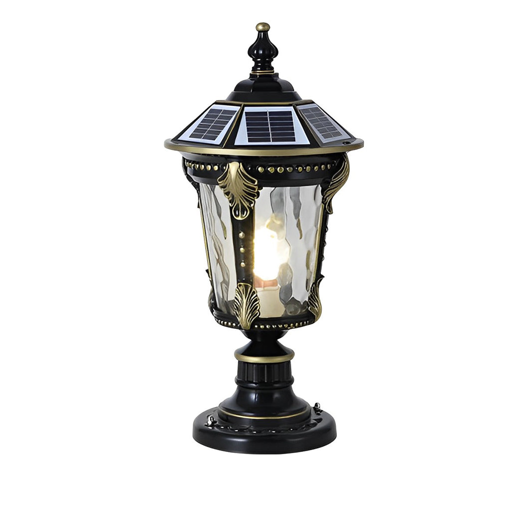Stone Pillar Lights Solar Waterproof Aluminum Post Cap Lamp