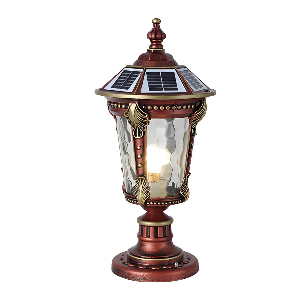Stone Pillar Lights Solar Waterproof Aluminum Post Cap Lamp