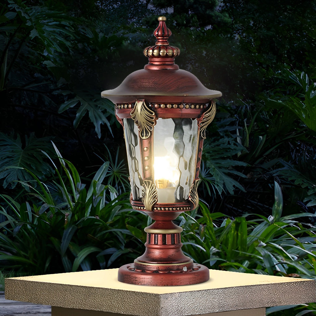 Stone Pillar Lights Solar Waterproof Aluminum Post Cap Lamp