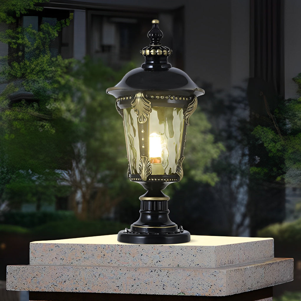 Stone Pillar Lights Solar Waterproof Aluminum Post Cap Lamp