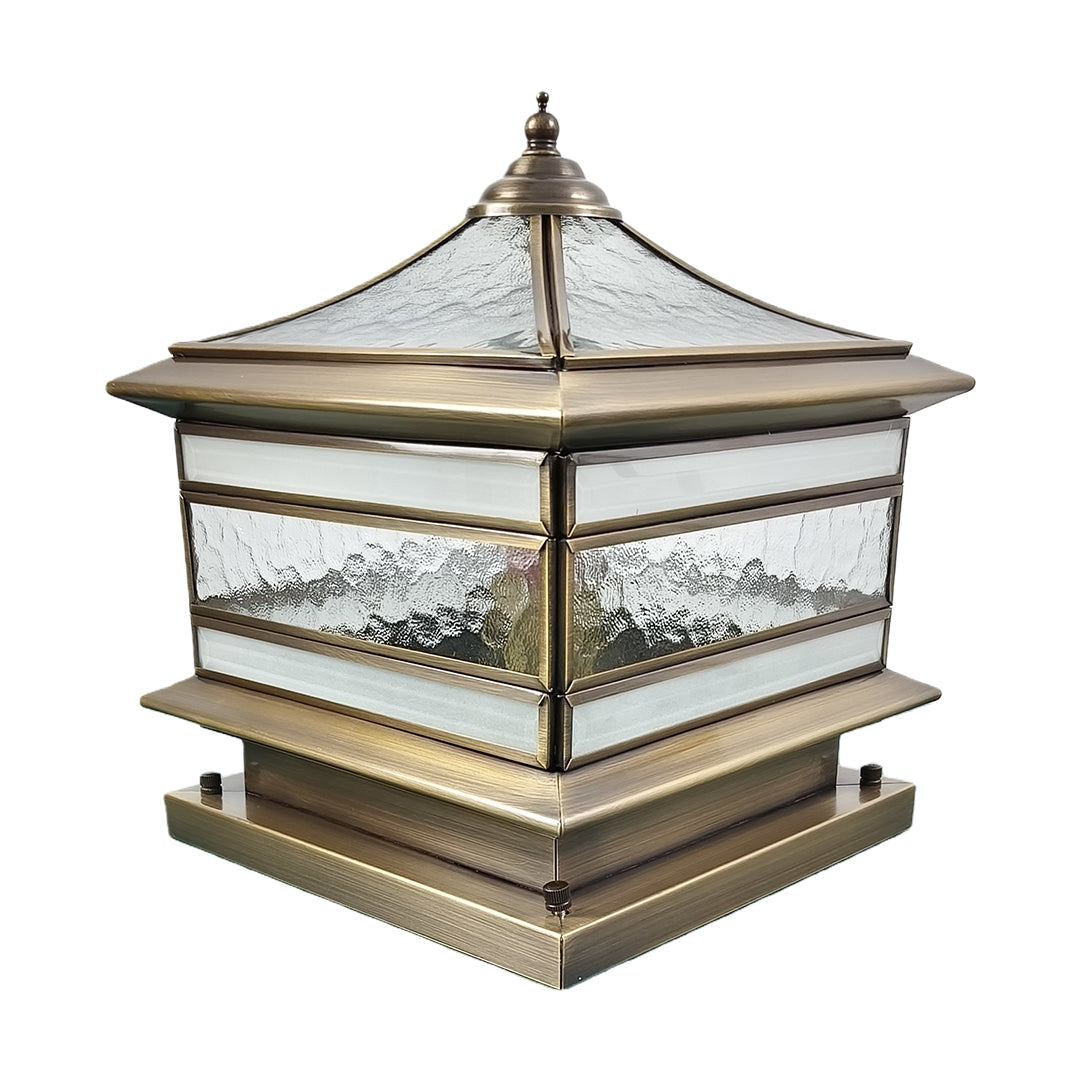 Stone Pillar Solar Lights - Retro Copper Waterproof Post Light