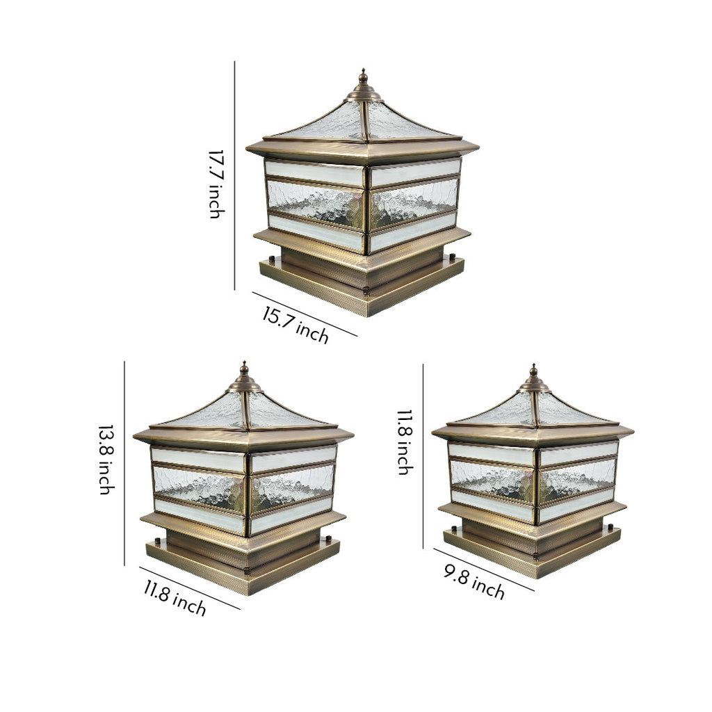Stone Pillar Solar Lights - Retro Copper Waterproof Post Light