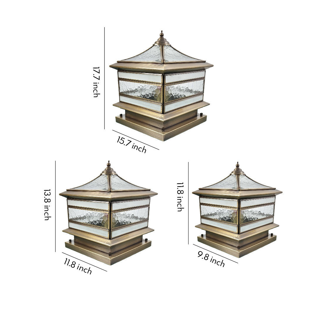 Stone Pillar Solar Lights - Retro Copper Waterproof Post Light