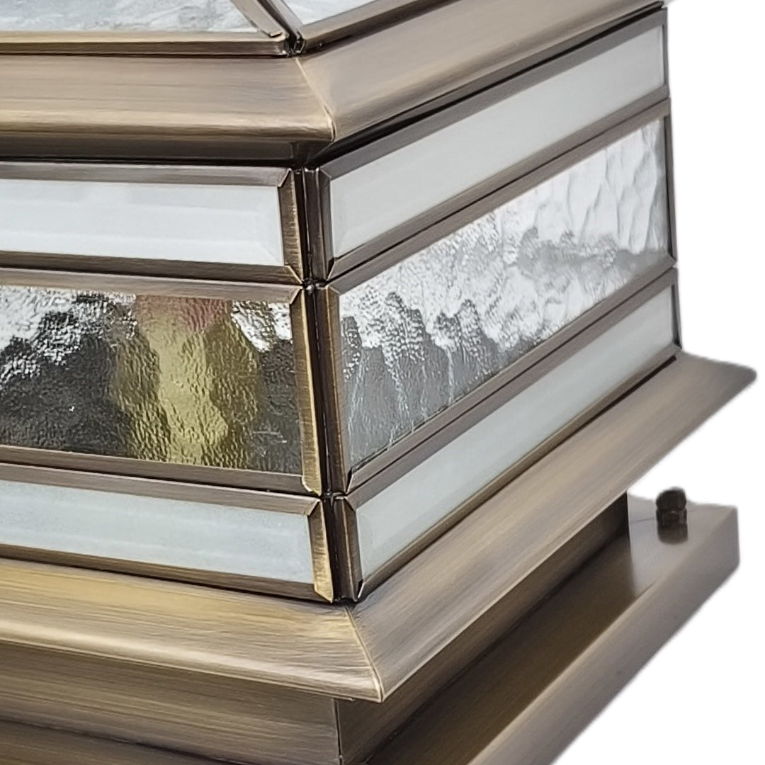 Stone Pillar Solar Lights - Retro Copper Waterproof Post Light