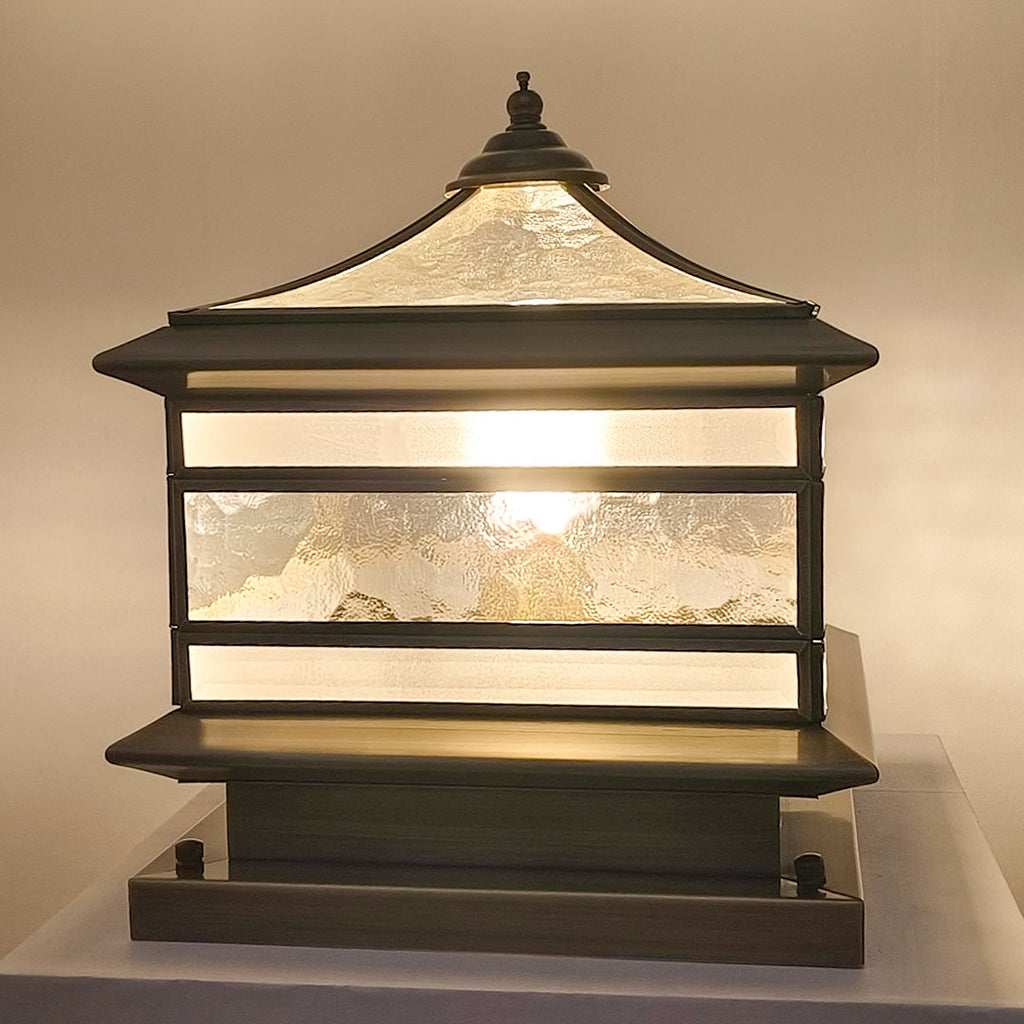 Stone Pillar Solar Lights - Retro Copper Waterproof Post Light