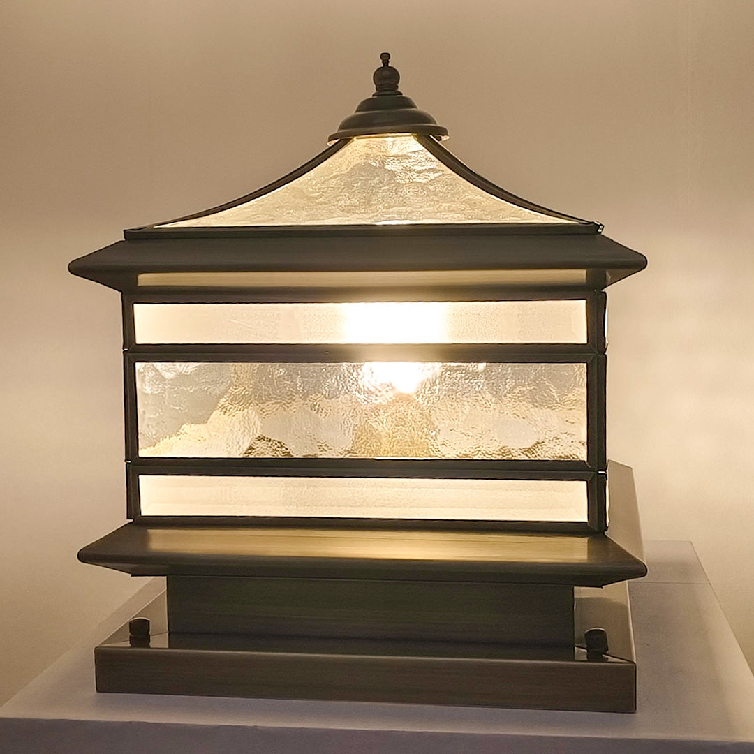 Stone Pillar Solar Lights - Retro Copper Waterproof Post Light