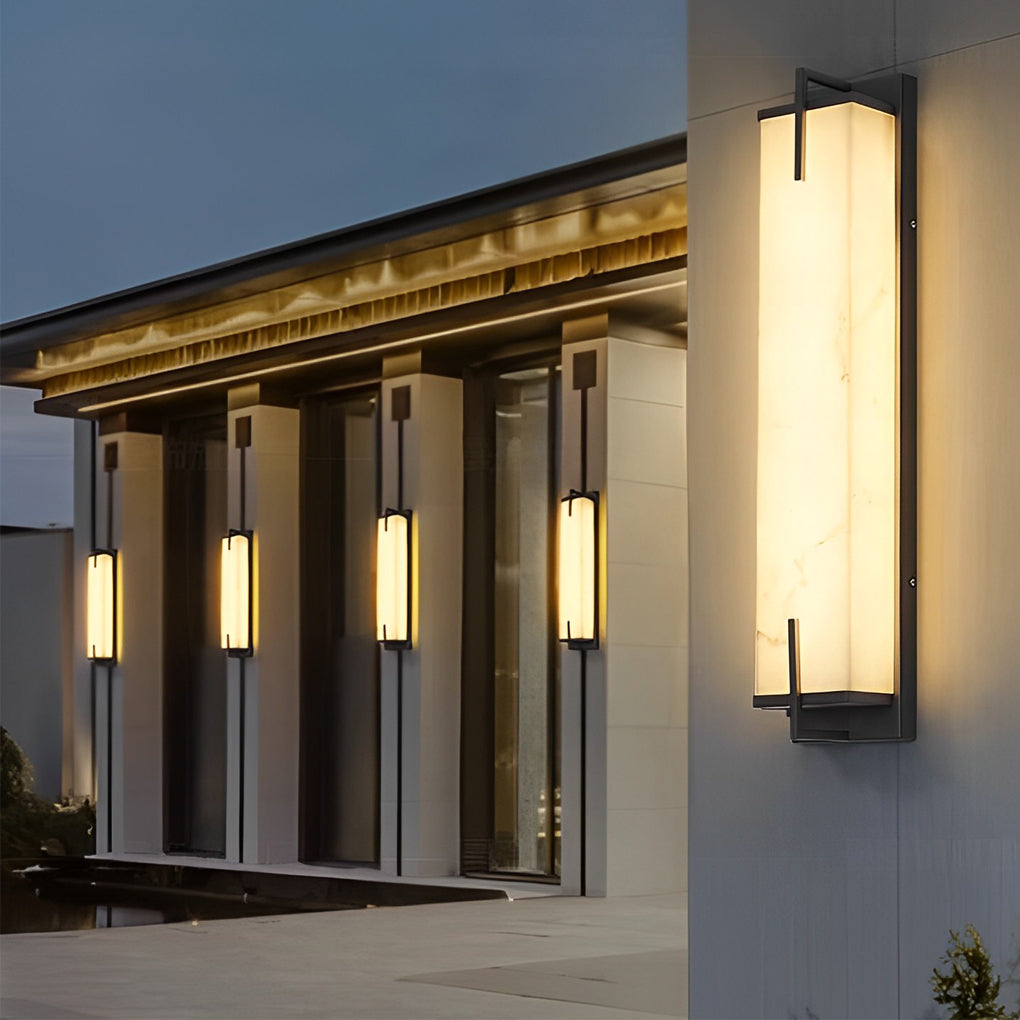 Modern Alabaster LED Wall Sconce - Square Stone Wall Lamp