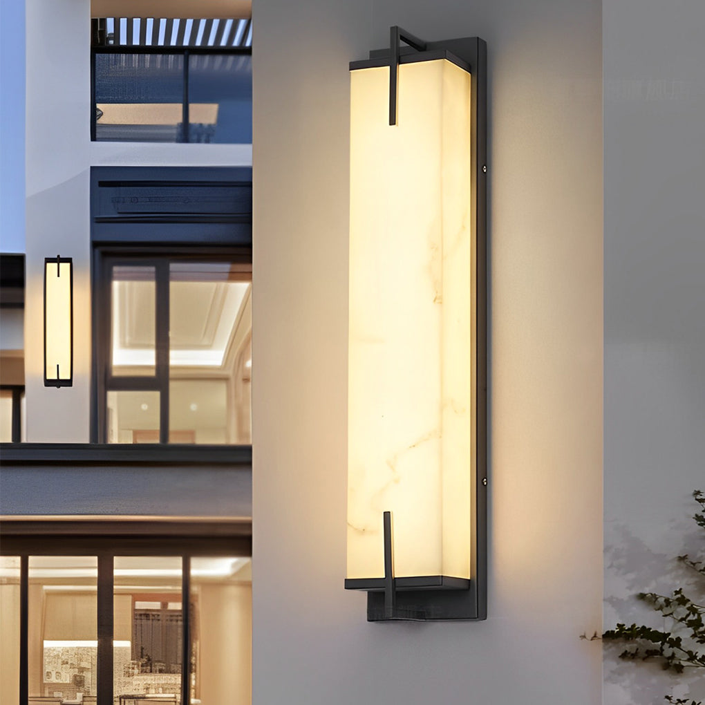 Modern Alabaster LED Wall Sconce - Square Stone Wall Lamp