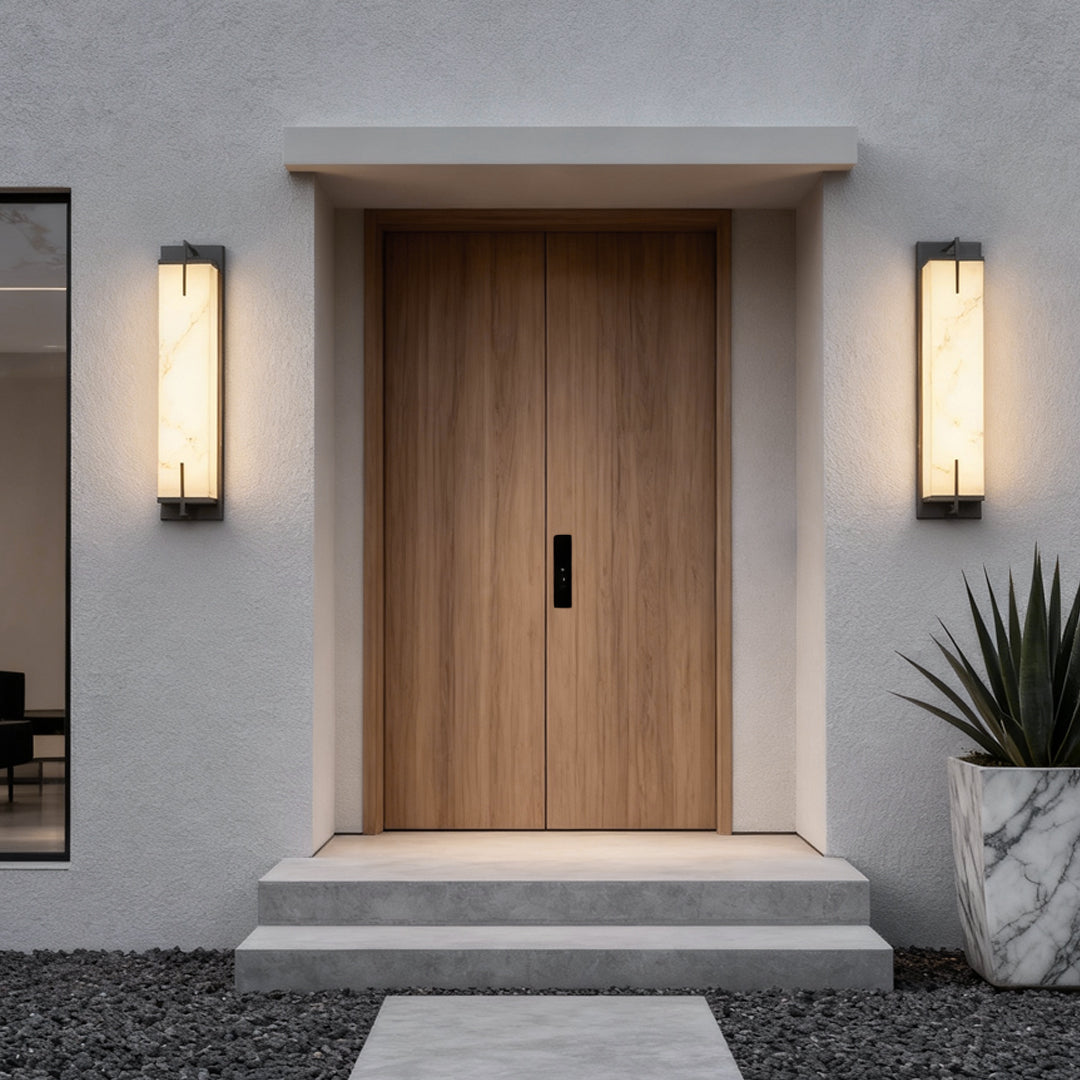 Modern Alabaster LED Wall Sconce - Square Stone Wall Lamp