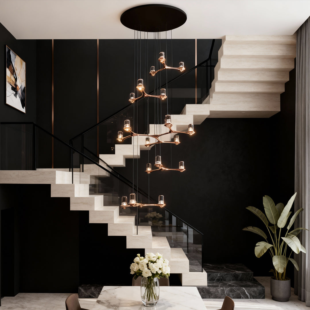 Crystal Staircase Chandelier - Nordic Creative Ceiling Light, Modern Home Decor, Elegant Illumination, Luxury Lighting Design, Contemporary Hanging Lamp