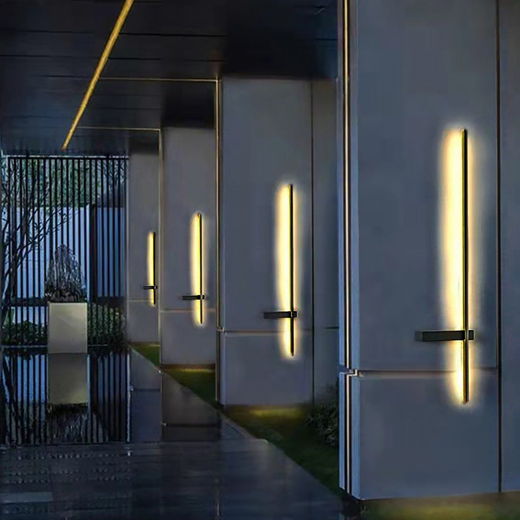 Modern Waterproof Black Linear LED Strip Wall Light