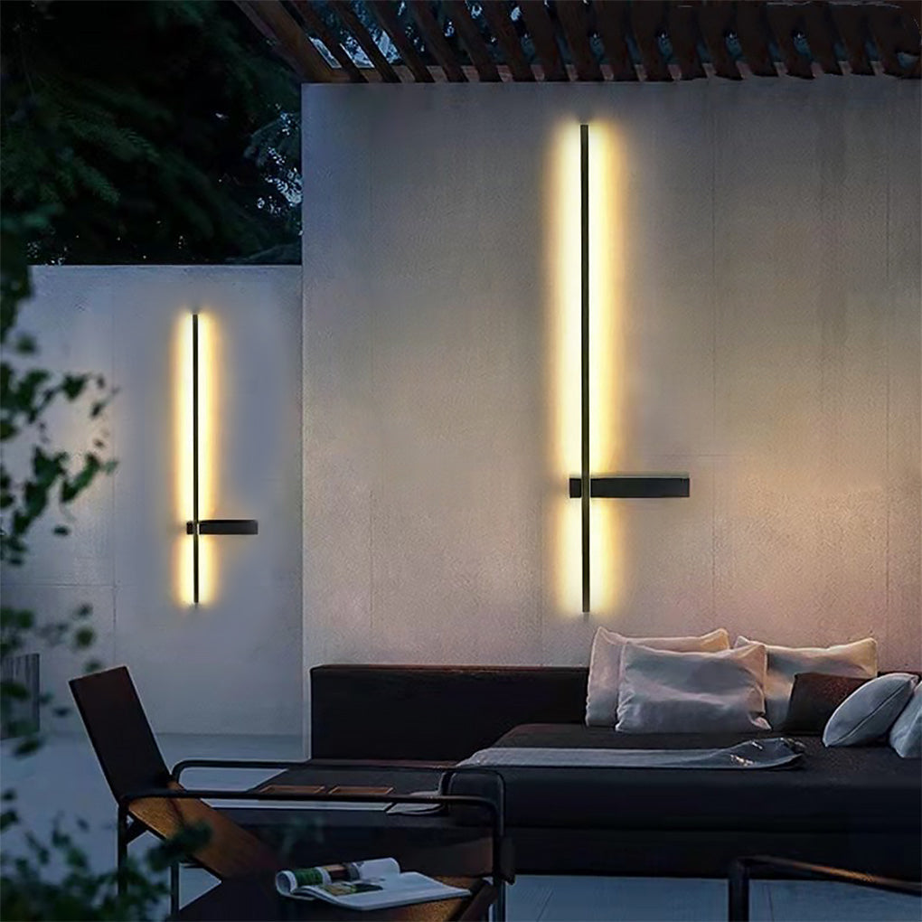 Modern Waterproof Black Linear LED Strip Wall Light