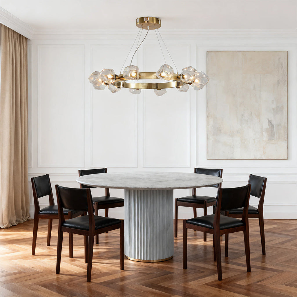 Gold Round Chandelier with Polished Brass Ceiling Light