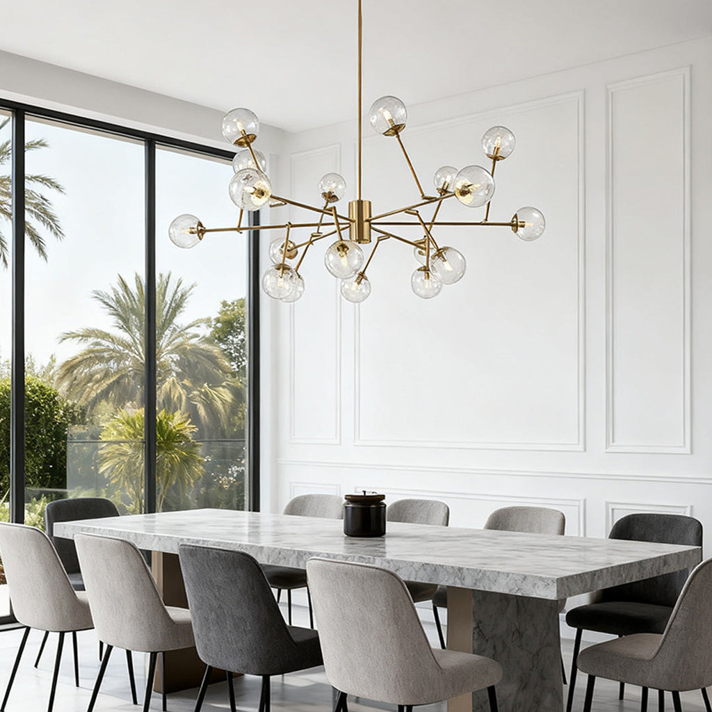 Bubble Sputnik Chandelier with Clear Glass Globes Ceiling Light