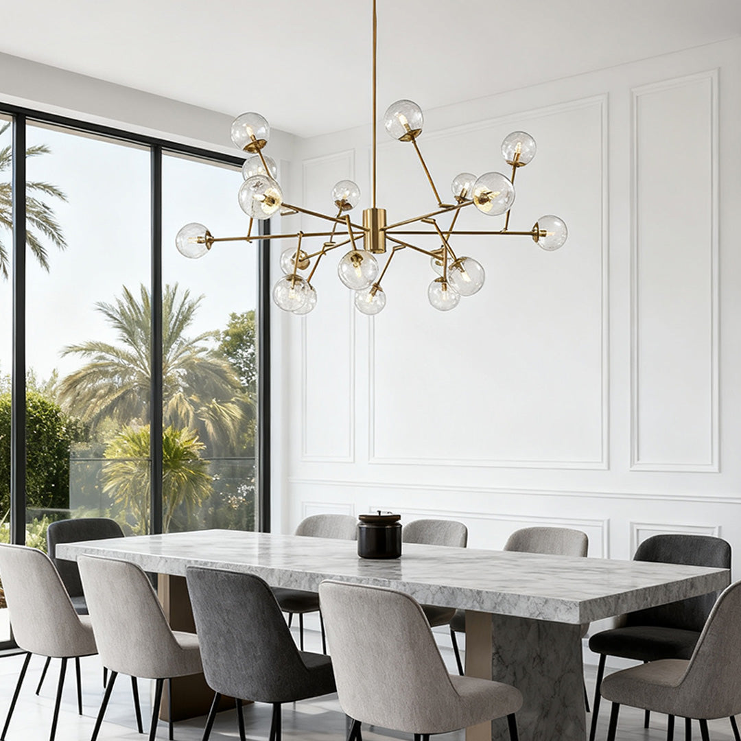 Bubble Sputnik Chandelier with Clear Glass Globes Ceiling Light