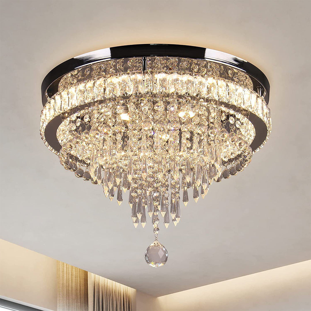 Gold Flush Mount Light - Modern Luxury Round Ceiling Fixture