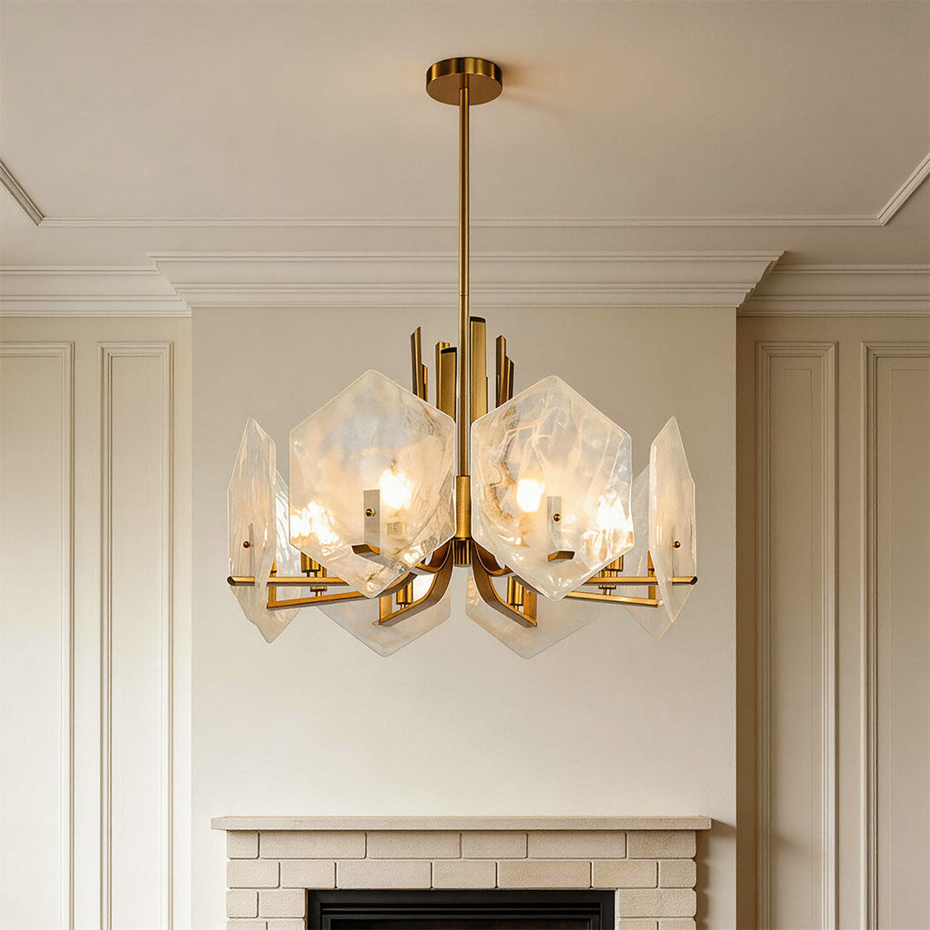 Gold Geometric Chandelier Vintage Ceiling Light Artistic Design