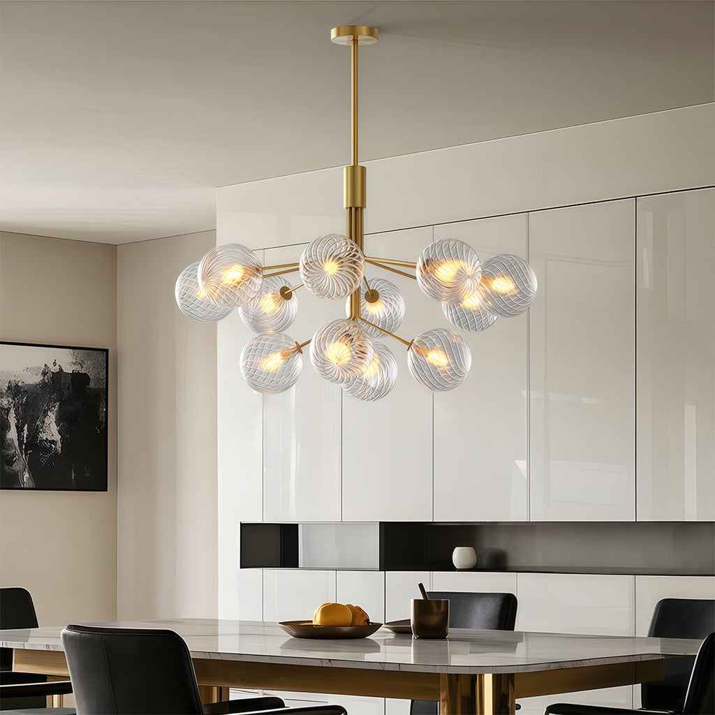 Luxury Copper Glass Ball Chandelier Modern Ceiling Light