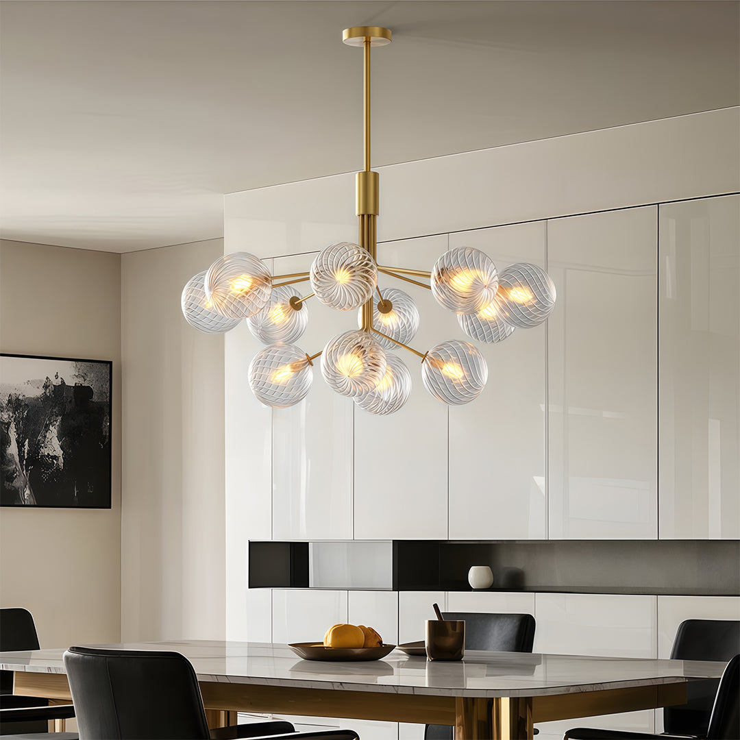 Luxury Copper Glass Ball Chandelier Modern Ceiling Light