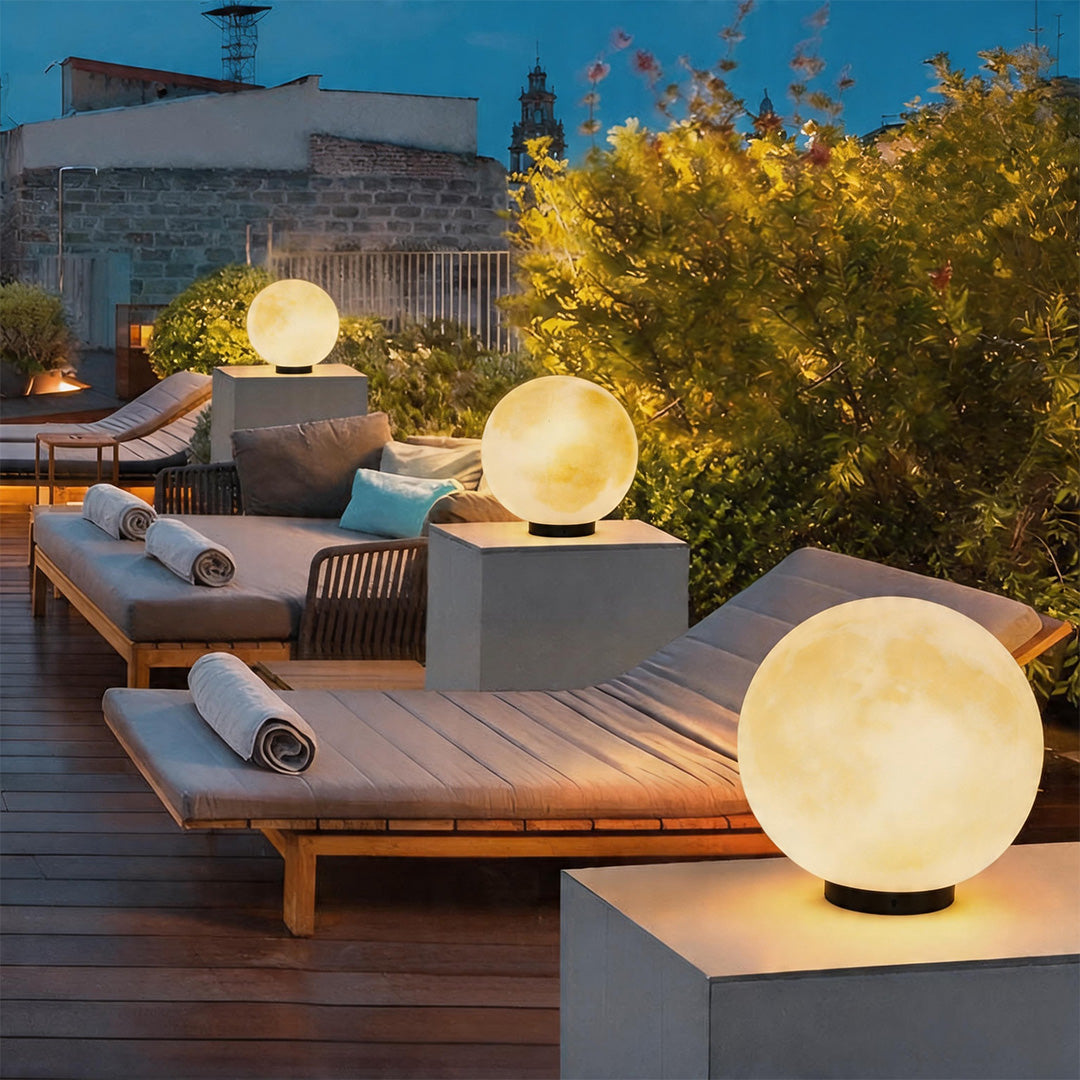 Moon Pillar Lights Waterproof LED Resin Lamp - Modern Decorative Lighting for Home & Garden