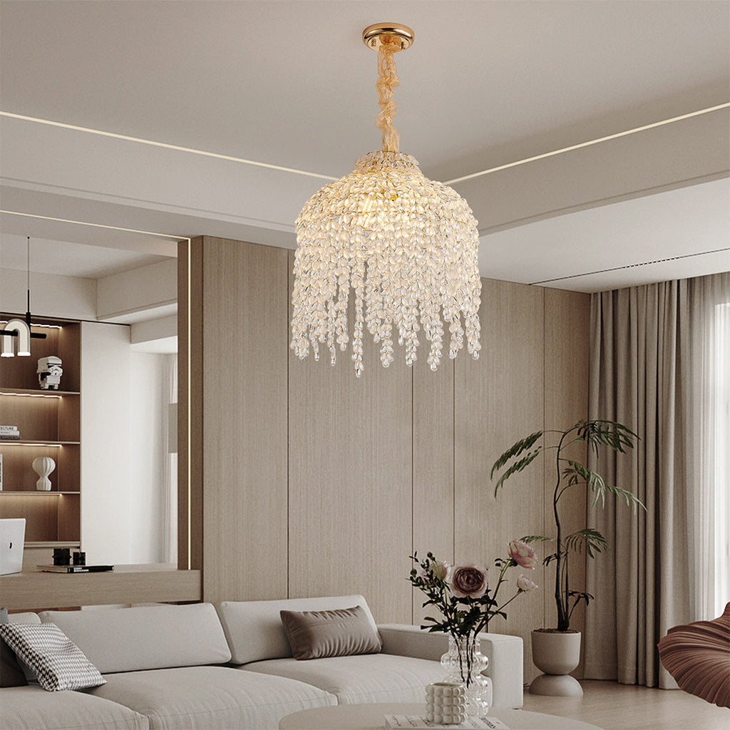 Teardrop Crystal Chandelier - French Metal Ceiling Light