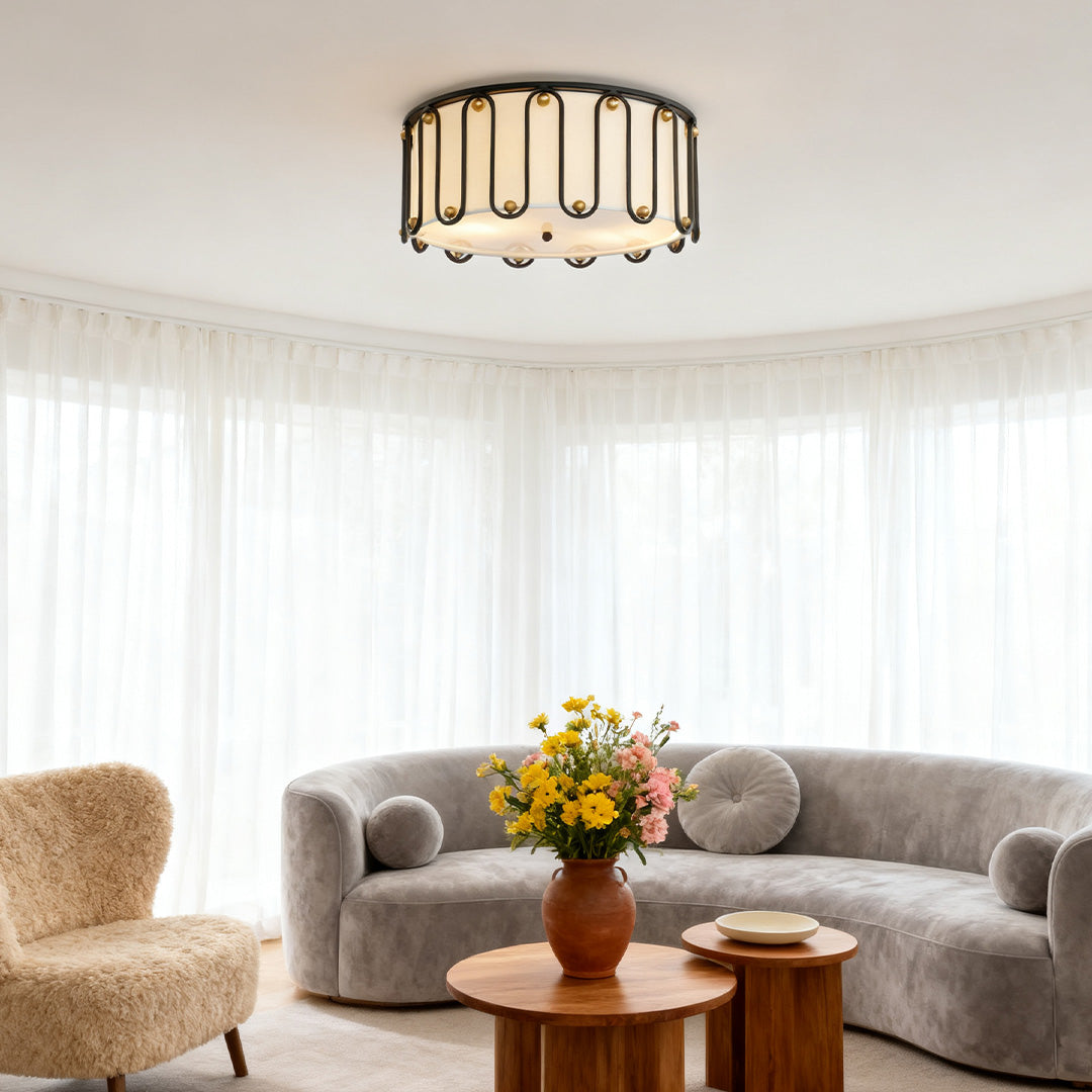 Vintage Drum Ceiling Light Flush Mount - Unique American Round Fixture