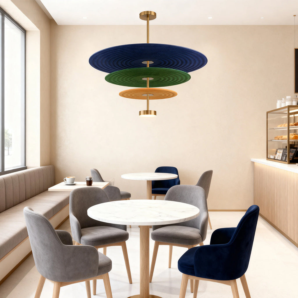 3-Tier Acoustic Felt Chandelier - Sound-Absorbing Ceiling Light