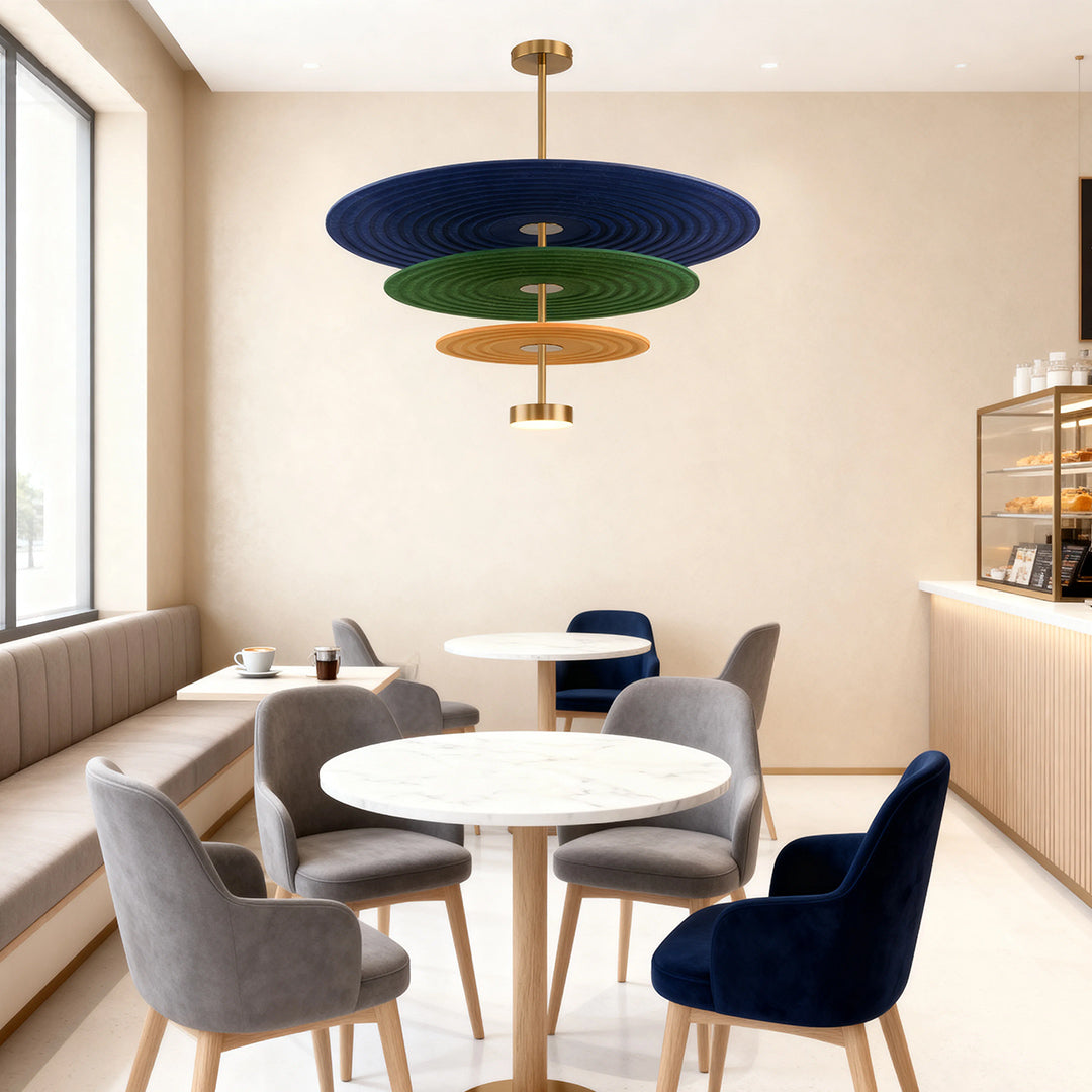 3-Tier Acoustic Felt Chandelier - Sound-Absorbing Ceiling Light