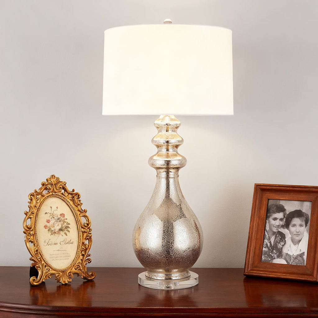 Modern Silver Table Lamp - Unique Polished Finish Lighting Accent