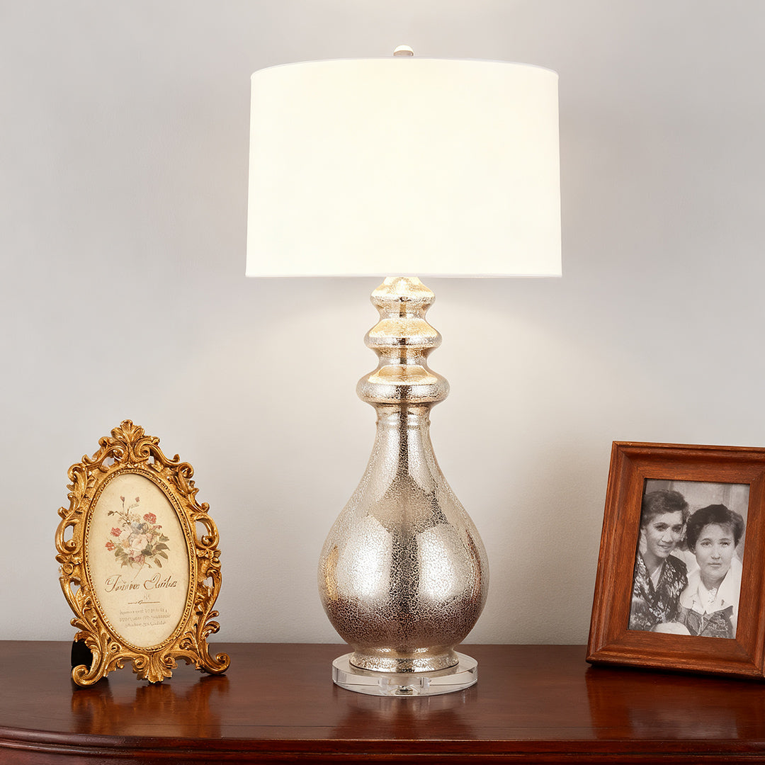 Modern Silver Table Lamp - Unique Polished Finish Lighting Accent