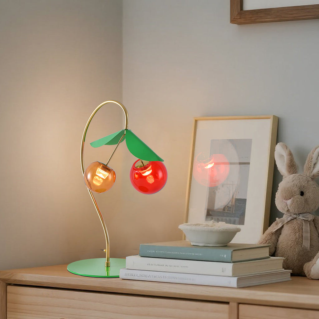 Stained Glass LED Table Lamps - Modern Nordic Dual-Head Cherry Design