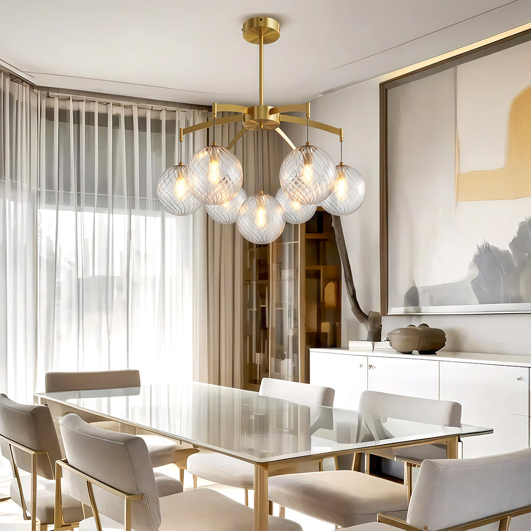 Modern Glass Ball Chandelier - Full Copper Ceiling Light